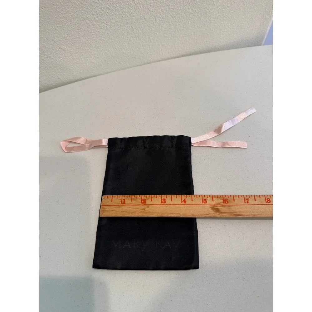 Mary Kay Black Satin Drawstring Pouch Jewelry Cosmetic Gift Bag Pink Ribbon Logo